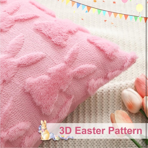 🐰Pink Plush Bunny Throw Pillow covers - Picture 4 of 7